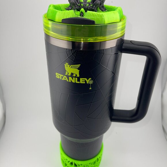 Neon Green Spiderweb Tumbler Topper, Boor or Halo, Stanley Accessories Web Glow - Picture 8 of 10